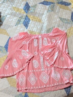 Pink Embroidered Off-Shoulder Women’s Top